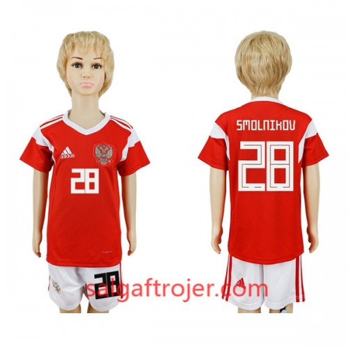 Rusland Fodboldtrøjer Smolnikov 28 Børn Hjemmebanesæt VM 2018 Rusland Fodboldtrøjer Smolnikov 28 Børn Hjemmebanesæt VM 2018